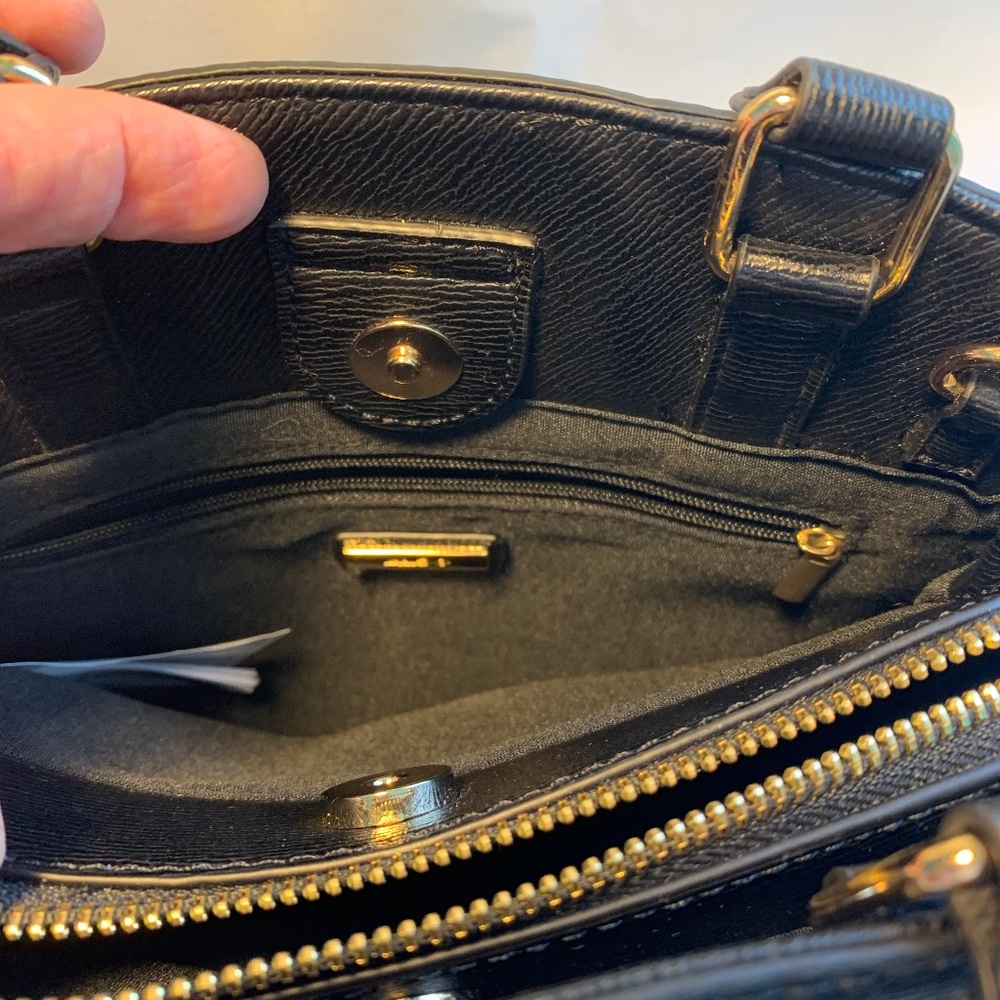 ALDO Black Structured Handbag with Top Handles & Shoulder Strap - Picture 10 of 13
